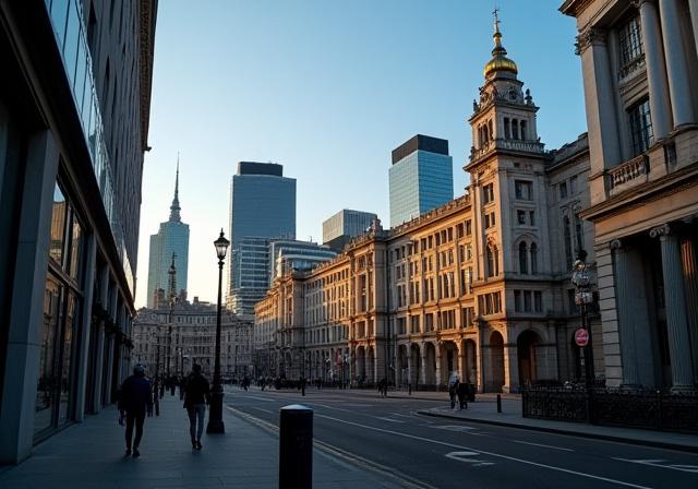 View of the City of London legal district with professional office windows